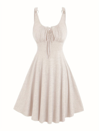 Damen Skaterkleid im Freizeitstil mit Schnürung und Schwingrock – Ideal für Alltag und Sommer