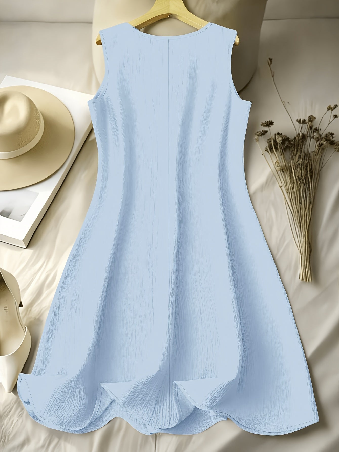 Damen Sommer A-Linienkleid mit floraler Stickerei und elegantem Design