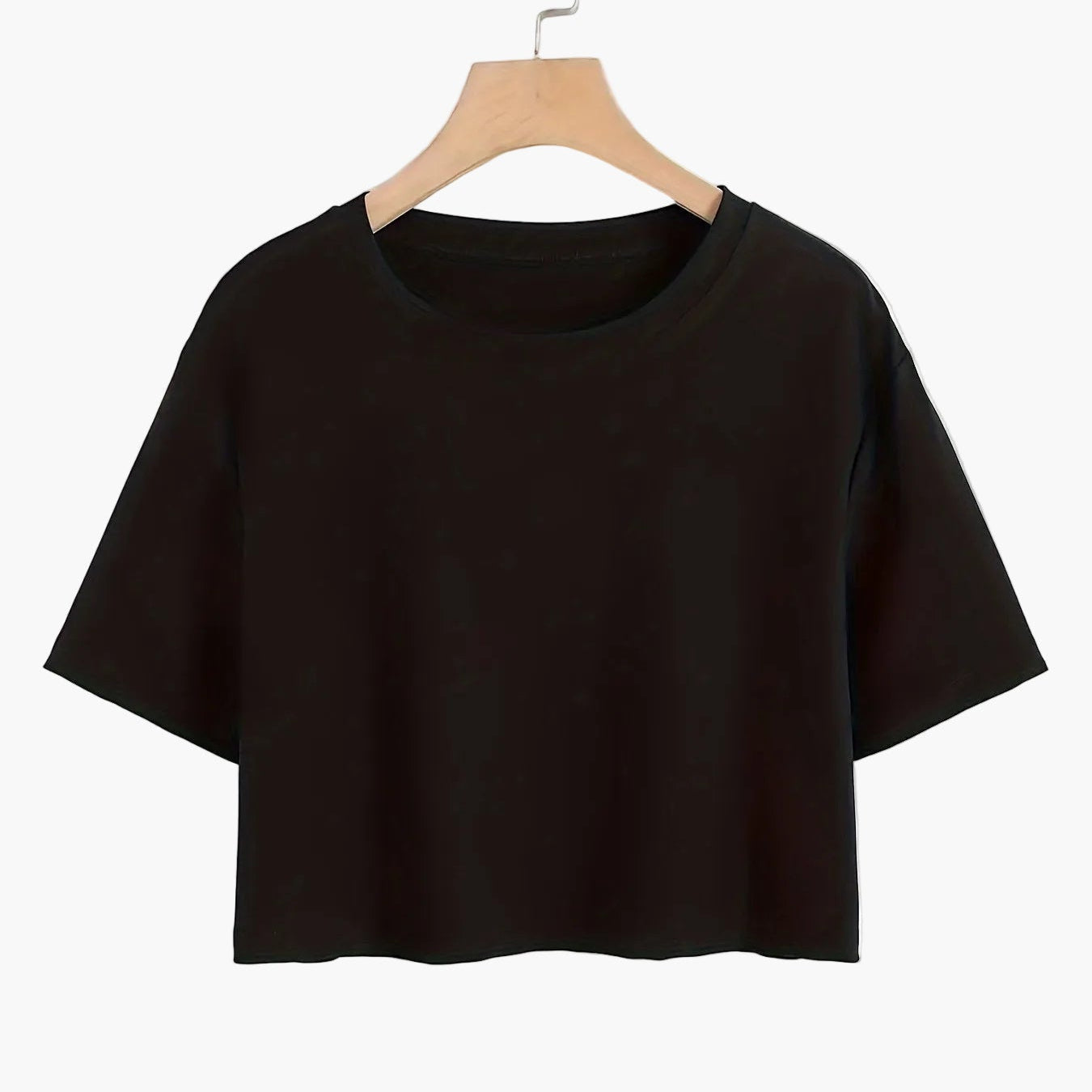 Damen Crop Top Basic Locker Freizeit T-Shirt Kurzarm Rundhals