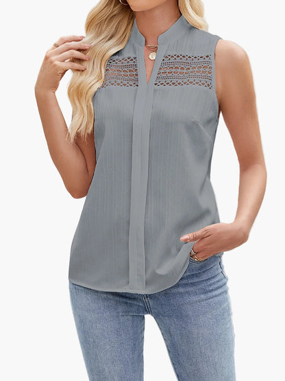 Damen Elegante Ärmellose Bluse mit Spitzendetail für Freizeit und Büro