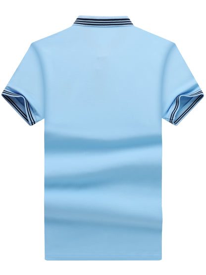 Herren Polo Shirt Klassisch Sportlich mit gesticktem Wappen und Kontrastkragen – Freizeit & Business
