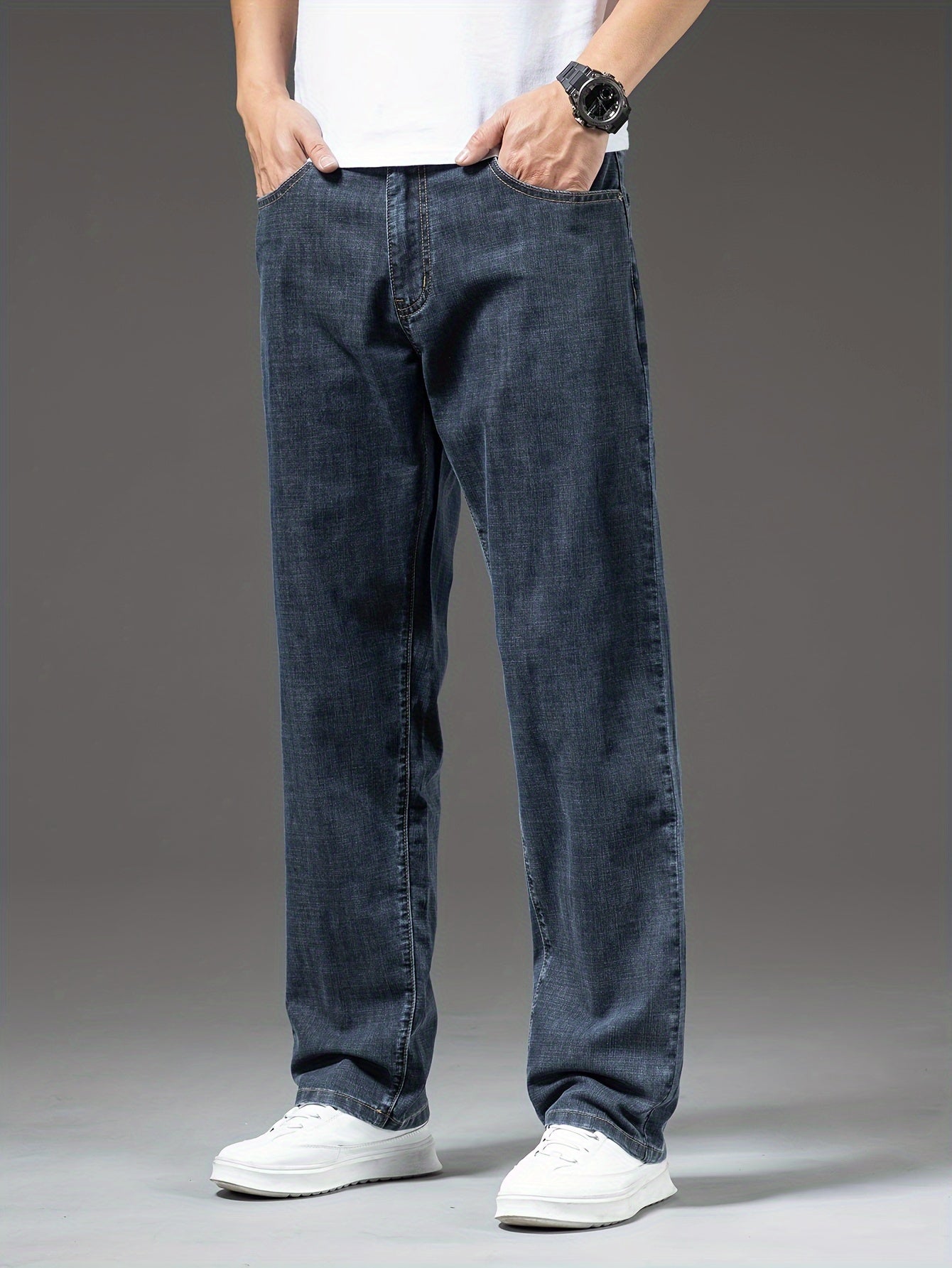 Herren Weite Jeans Straight Fit – Lässige Basic Denim Hose für Alltag & Freizeit