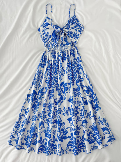 Damen Midikleid mit Blumenmuster und Cut-Out – Elegantes Sommerkleid für besondere Anlässe