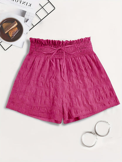 Damen Sommer-Shorts mit Paperbag-Bund und Kordelzug, Freizeit Trendshorts
