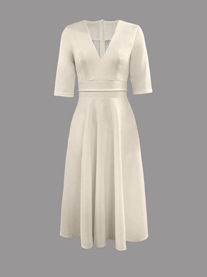 Damen Elegantes A-Linien Midikleid mit V-Ausschnitt für festliche Anlässe und Partys