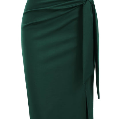 Damen Eleganter Bleistiftrock mit Schleife und Schlitz – Perfekt für Büro & besondere Anlässe
