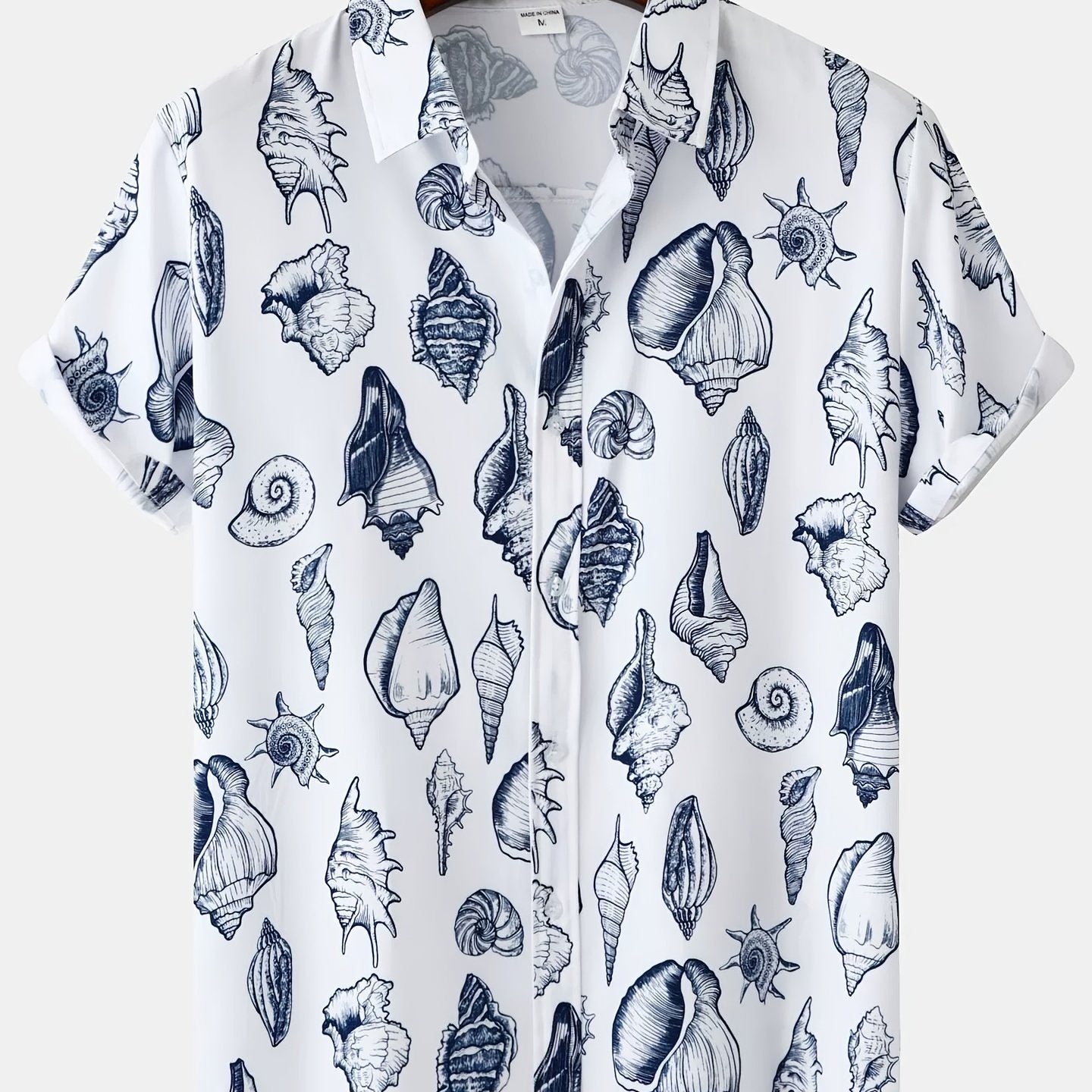 Herren Kurzarm Resorthemd mit Muschel-Print – Stilvolles Freizeithemd für Strand und Urlaub