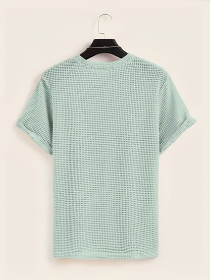 Herren T-Shirt mit modernem Mesh-Design und lässigem Schnitt – Perfekt für Sommer, Urlaub & Freizeit