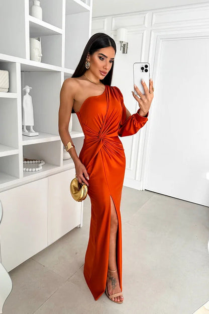 Damen Abendkleid Eleganter Ein-Schulter-Look mit Drapierung für besondere Anlässe