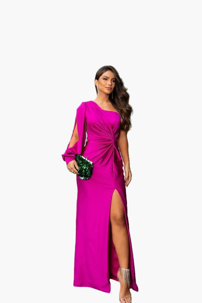 Damen Abendkleid Eleganter Ein-Schulter-Look mit Drapierung für besondere Anlässe