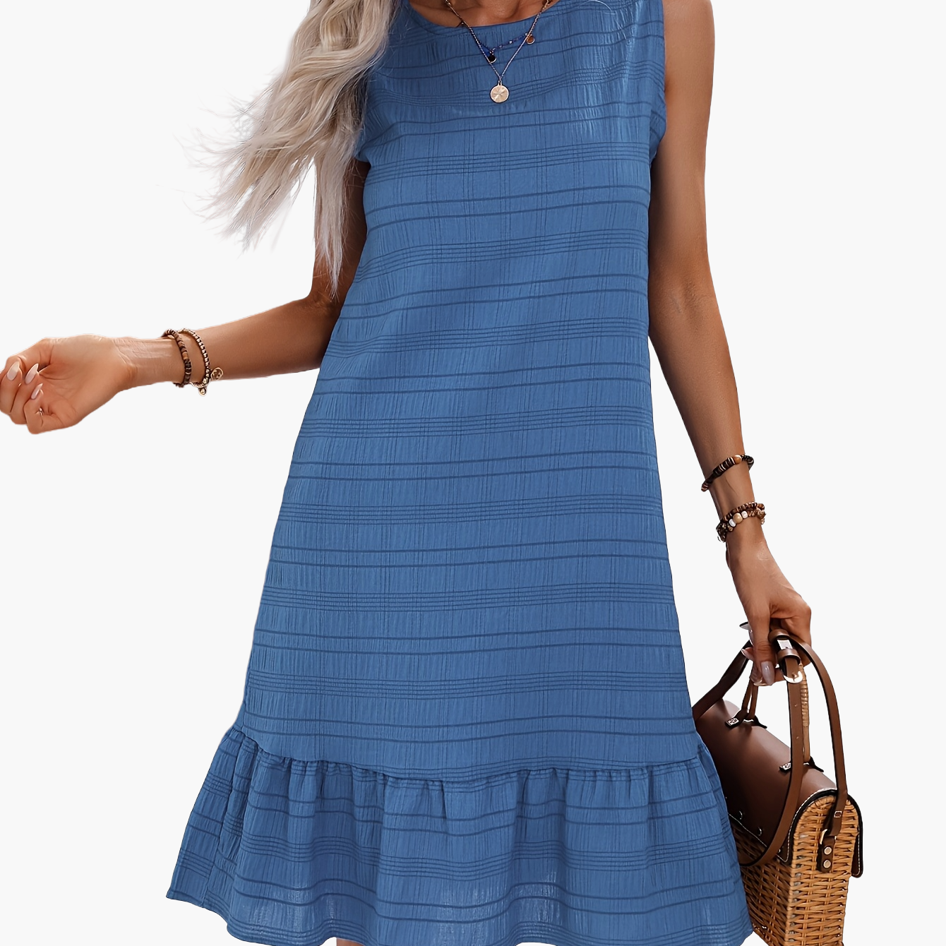 Damen Sommerkleid ärmellos A-Linie mit Volant – Eleganter Freizeit- und Urlaubslook