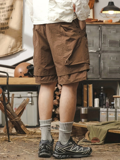 Herren Performance Shorts mit doppeltem Layer und atmungsaktivem Mesh – Sport & Freizeit