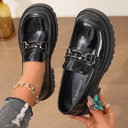 Damen Loafer mit Kettenverzierung – Elegante Slip-On Schuhe für Alltag & Büro