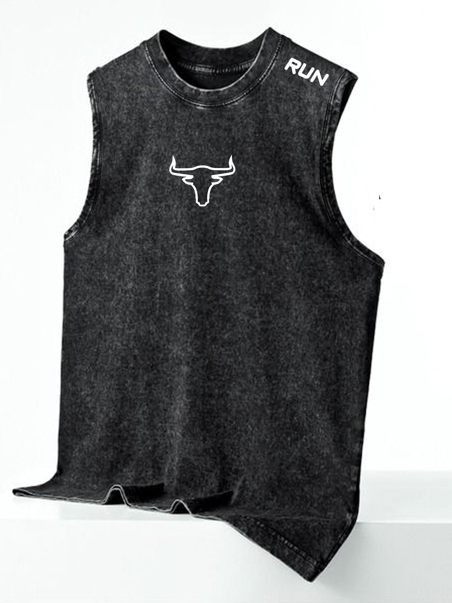 Herren Vintage Muskelshirt im Streetstyle mit Stier-Print – Perfekt für Freizeit und Sommer