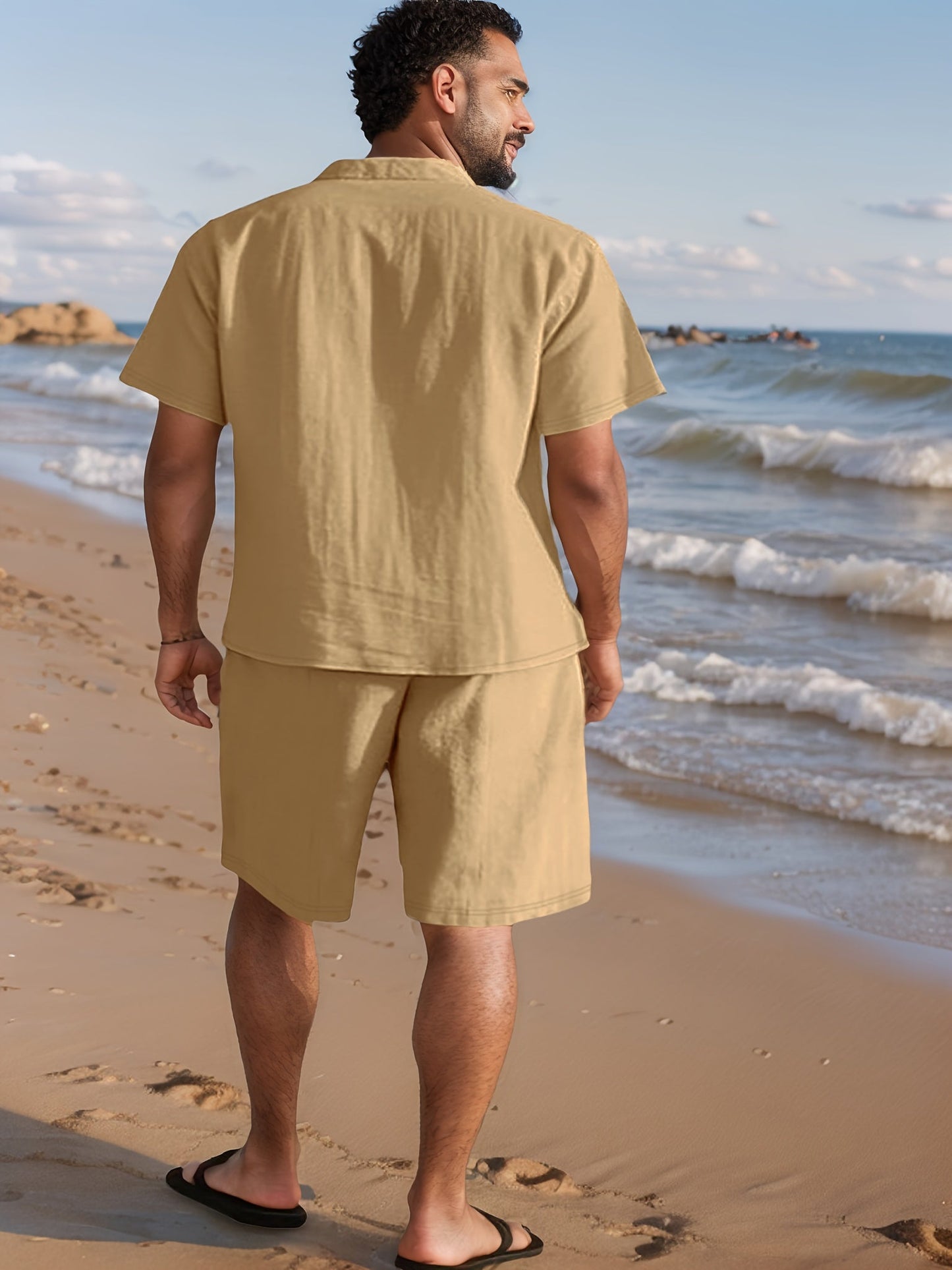 Herren Sommer-Strandset – Kurzarm Hemd & Shorts, Lässiger Boho-Look, Perfekt für Urlaub und Freizeit
