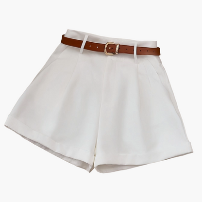 Damen Elegante High-Waist Shorts mit Gürtel – Perfekt für Alltag & Büro