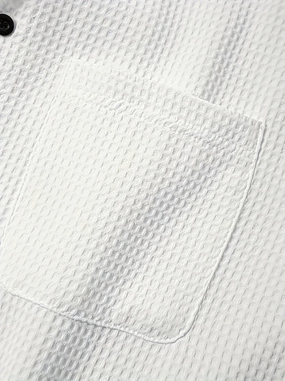 Herren Kurzarm Freizeithemd mit Waffelstruktur und Reverskragen – Modernes Resort-Hemd für stilvolle Anlässe