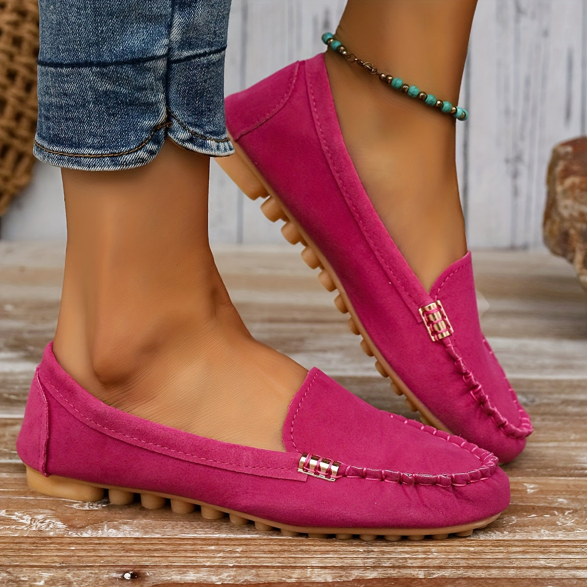 Damen Mokassins Bequeme Slip-On Freizeitschuhe Elegant für Alltag und Büro