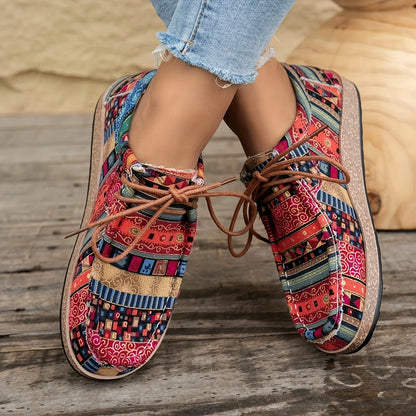 Damen Vintage Freizeitschuhe – Gemusterte Slip-Ons im Boho-Stil für Alltag und Reisen