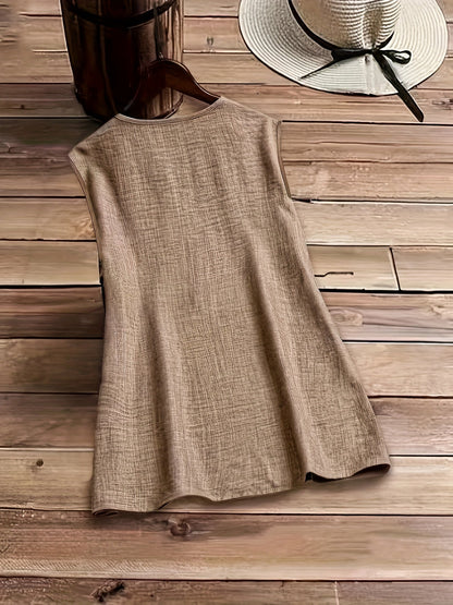 Damen ärmellose Bluse mit modernem Reißverschluss und A-Linien-Schnitt – Eleganter Casual-Look