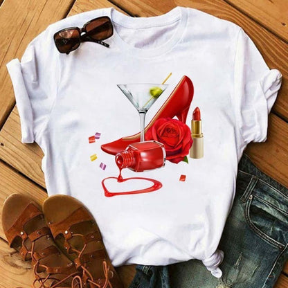 Jasmine – Kawaii T-Shirt mit Roségold-Weinglas