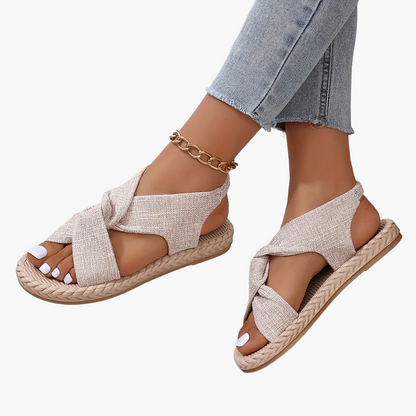 Damen Sommer-Sandalen mit Kreuzband und offener Spitze – Modische Freizeitschuhe für Alltag und Urlaub