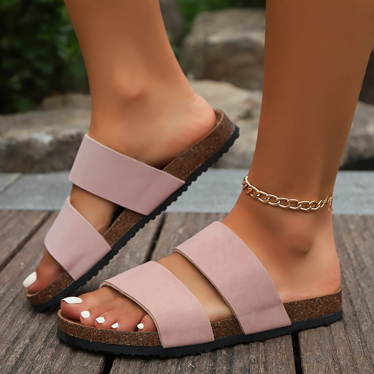Damen Bequeme Zweiriemen-Sandalen für Alltag und Freizeit