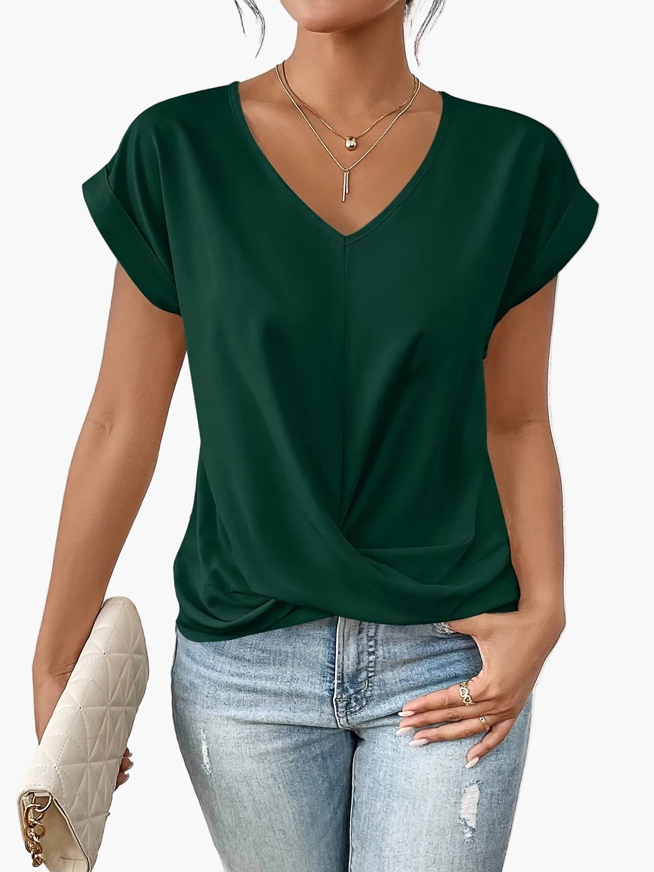 Damen Casual V-Ausschnitt T-Shirt für Alltag und Freizeit