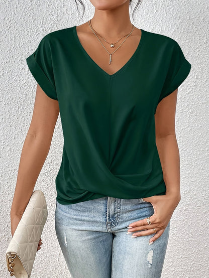 Damen Elegante Bluse mit V-Ausschnitt und Wickeldetail – Ideal für Büro und Freizeit
