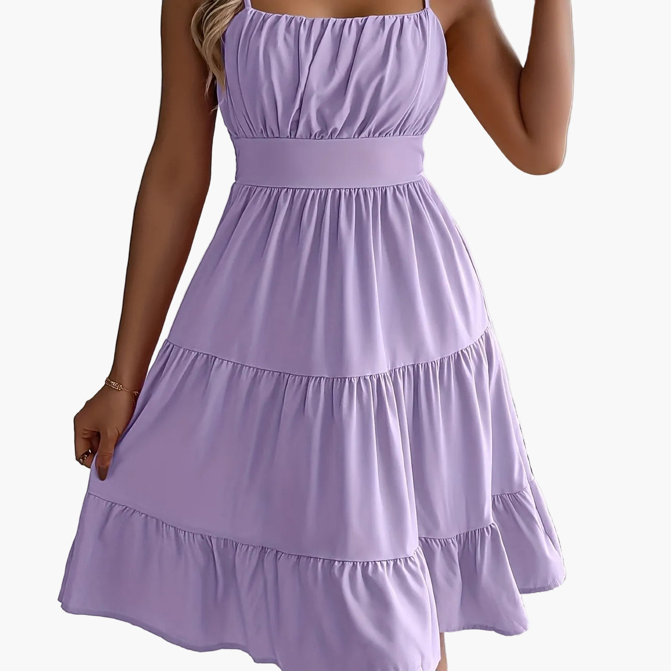 Damen Sommerkleid mit Spaghettiträgern und Volant – Elegantes Freizeit- & Urlaubskleid