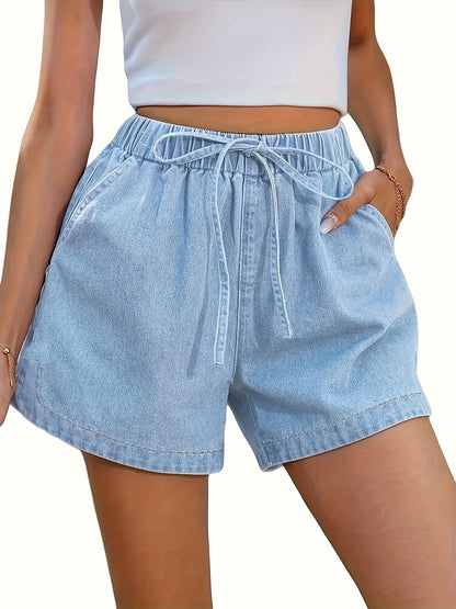 Damen Freizeit-Shorts mit lockerem Schnitt und Kordelzug – Bequeme Jeansshorts für Alltag und Sommer