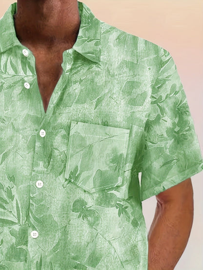 Herren Freizeithemd mit botanischem Print – Perfekt für Urlaub und Sommer