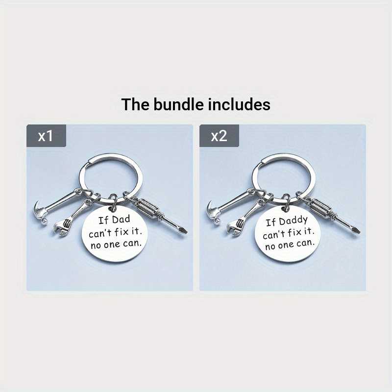 Vatertag Schlüsselanhänger für Herren – Werkzeug-Charms mit Gravur „Wenn Papa es nicht reparieren kann, kann es niemand“ – Geschenk für Väter
