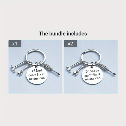 Vatertag Schlüsselanhänger für Herren – Werkzeug-Charms mit Gravur „Wenn Papa es nicht reparieren kann, kann es niemand“ – Geschenk für Väter