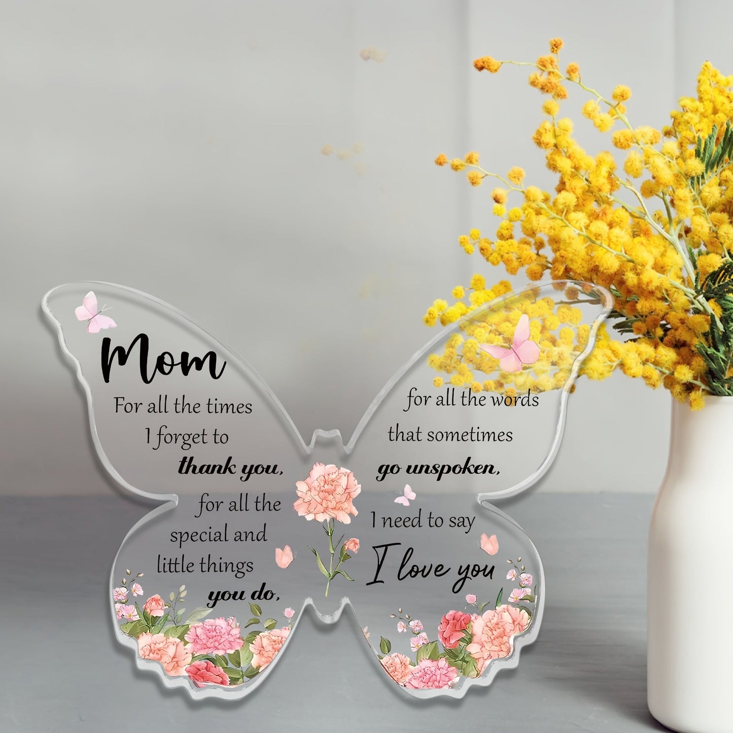 Schmetterling Acryl Deko – Muttertag Geschenk für Frauen – Vintage Stil, Dankbarkeit & Liebe, Tischdeko