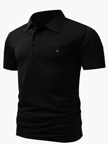 Herren Polohemd mit modernem Strukturmuster und klassischem Kragen – Stilvoll für Freizeit und Alltag