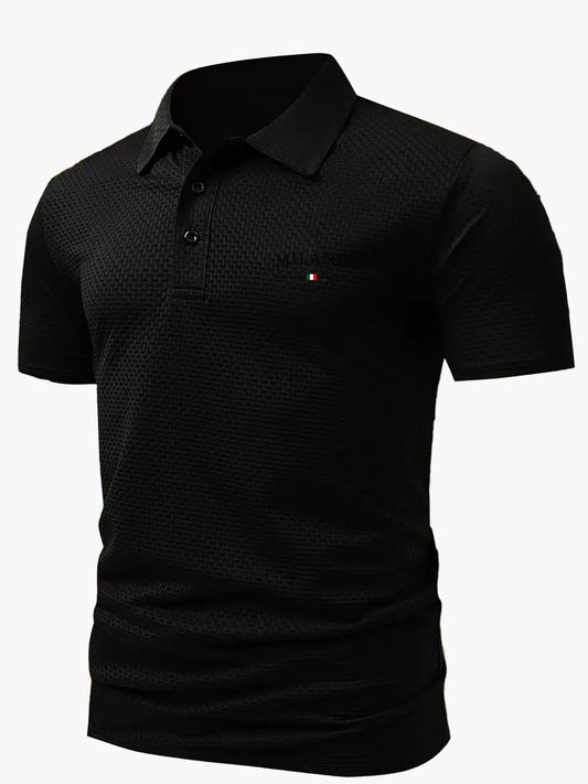 Herren Polohemd mit modernem Strukturmuster und klassischem Kragen – Stilvoll für Freizeit und Alltag