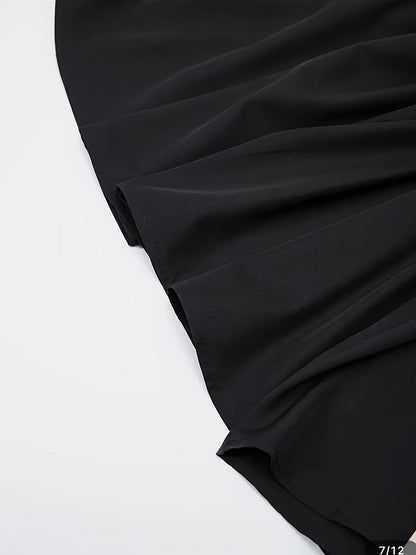 Elegant Black Sleeveless A-Line Midi Dress