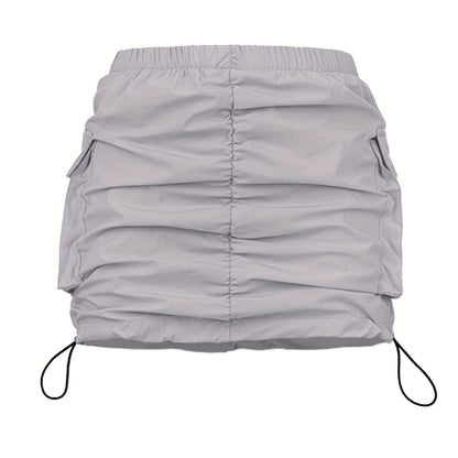 Damen Utility Minirock mit Kordelzug und Cargo-Taschen – Moderner Streetstyle