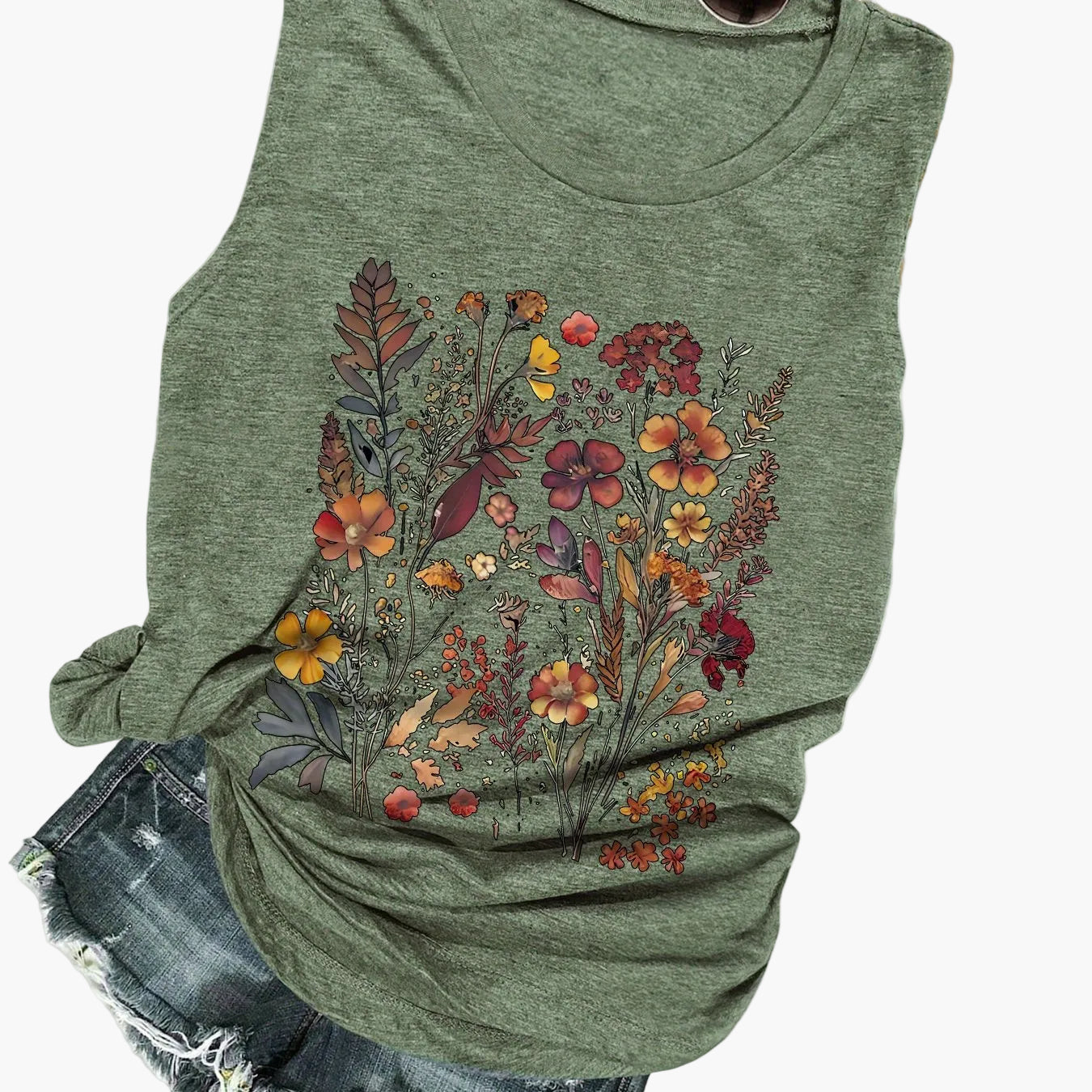 Damen Freizeit Tanktop mit Blumenmuster – Perfekt für den Sommer und lässige Outfits