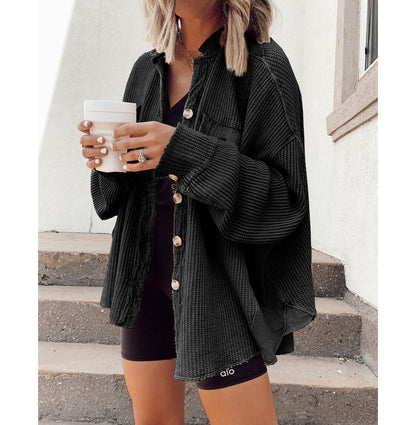 Stephanie – Damen Hemdjacke mit Reverskragen und langen Ärmeln