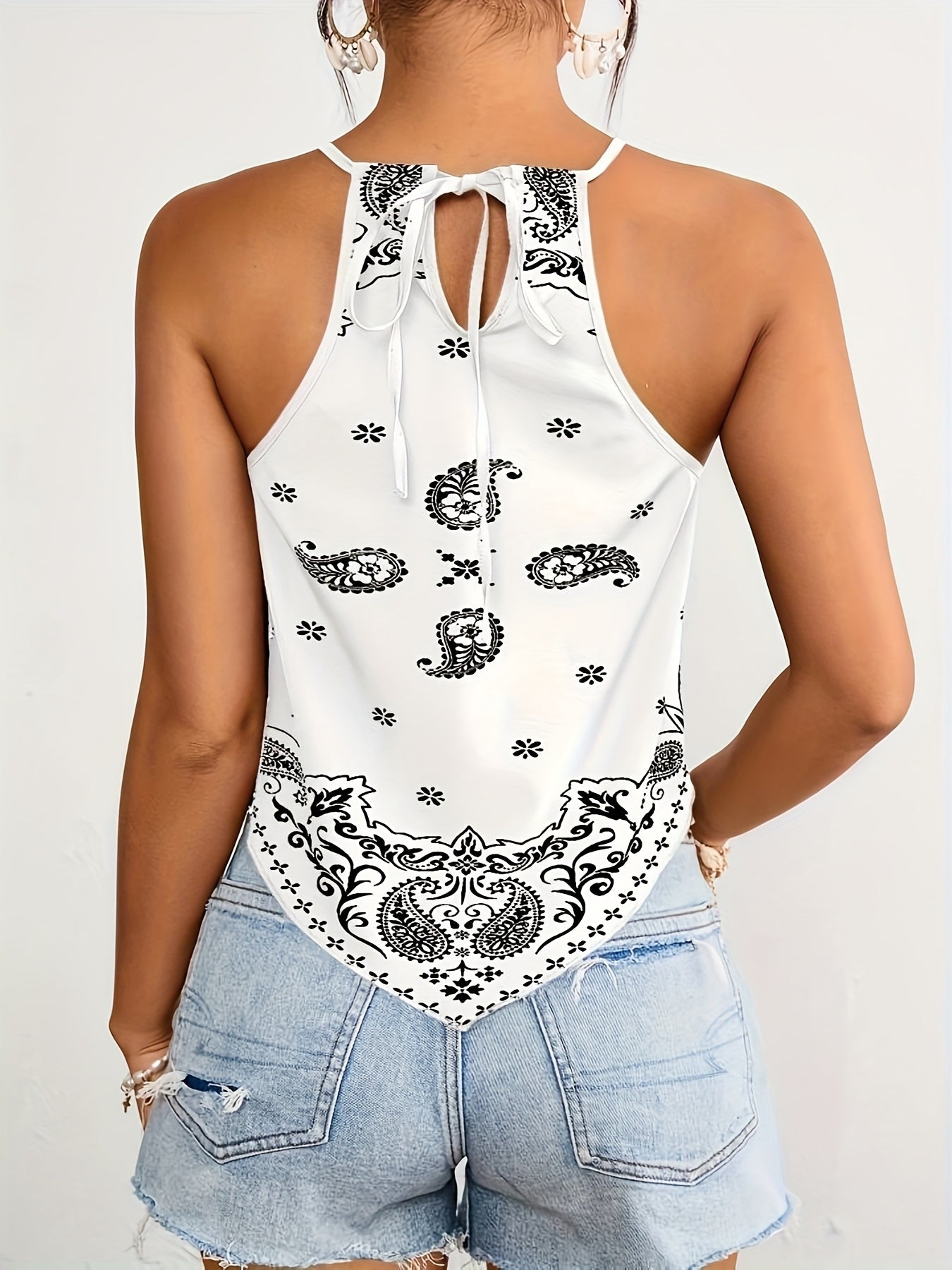 Damen Halterneck Bandana-Top im Boho-Stil für Sommer und Freizeit