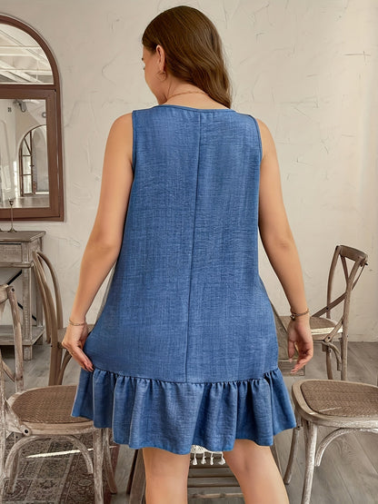 Damen Kleid mit Blumendetails und Rüschensaum für Freizeit und Sommer