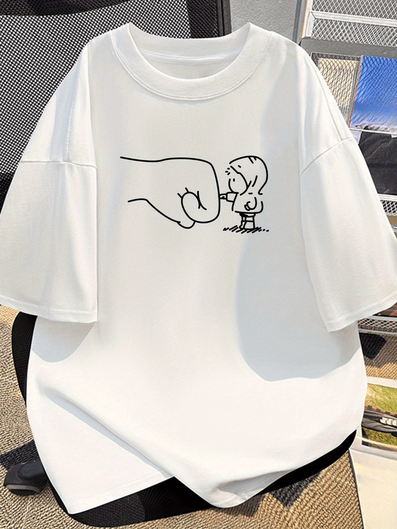Herren Oversize T-Shirt mit lustigem Fistbump-Print – Urban Streetwear Style