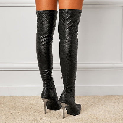 Alice – Feiner Absatz Schlanke Überknie-Stiefel