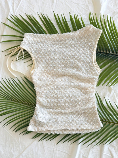 Damen Smocked Ärmelloses Top mit Schleife – Eleganter Urlaubsstil für Freizeit und Strand