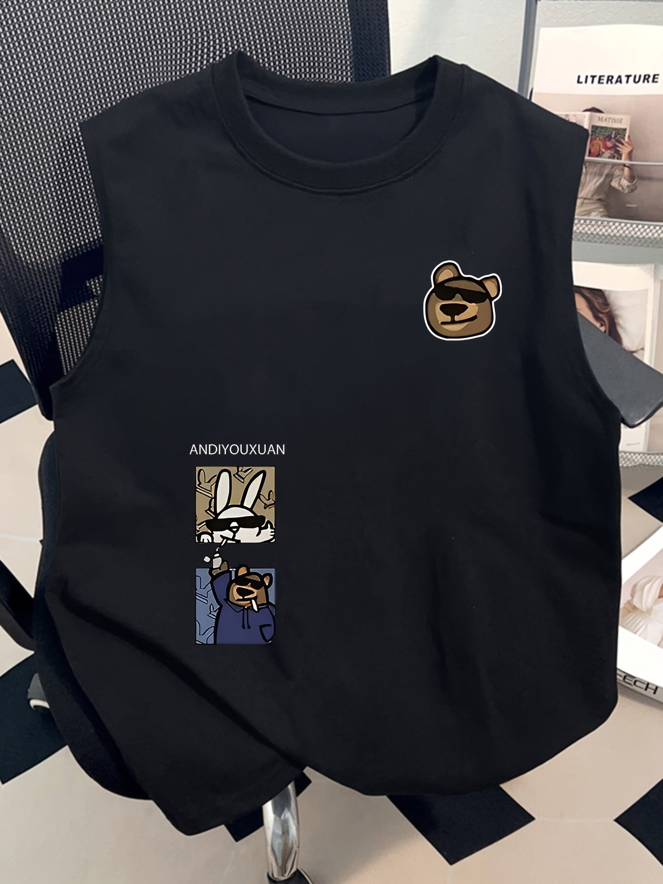 Herren Streetwear Tanktop mit Cartoon-Grafik und lässigem Schnitt