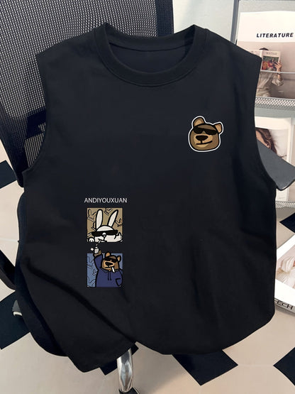 Herren Streetwear Tanktop mit Cartoon-Grafik und lässigem Schnitt
