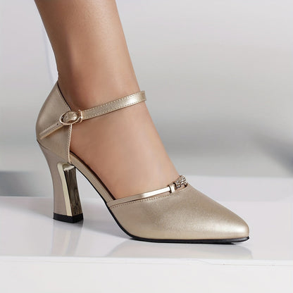Damen Elegante Pumps mit Blockabsatz und Riemchen – Perfekt für Büro & festliche Anlässe