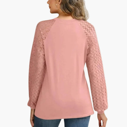 Damen Bluse mit Spitzenärmeln und Falten-Design – Elegante Smart Casual Oberteil für Büro & Freizeit